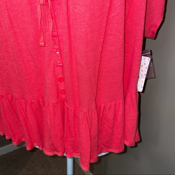 Free People Ruffled Red Henley Blouse - Picture 5 of 9